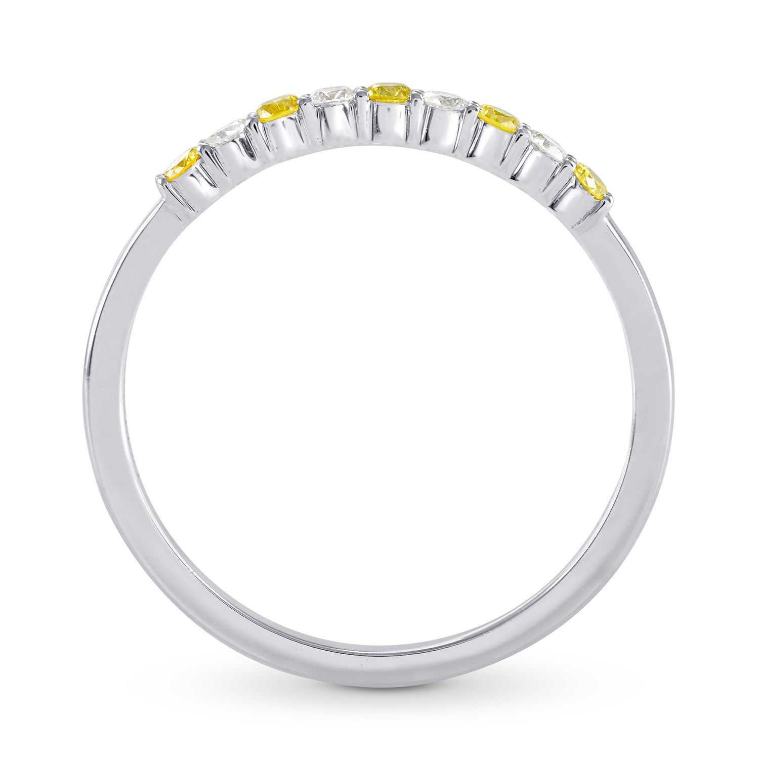 Fancy Intense Yellow and White Diamond 9 Stone Stacking Band Ring