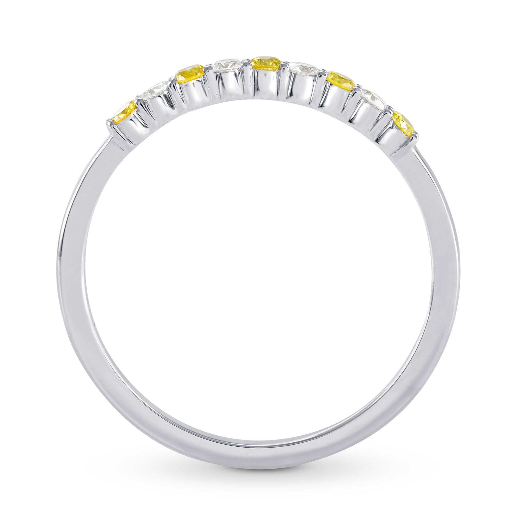 Fancy Intense Yellow and White Diamond 9 Stone Stacking Band Ring