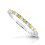 Fancy Intense Yellow and White Diamond 9 Stone Stacking Band Ring