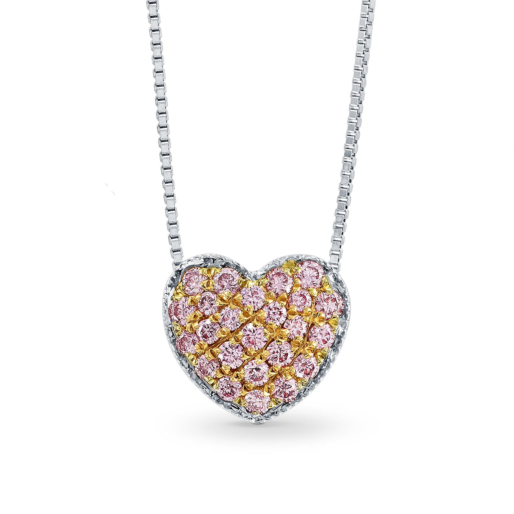 Pink Diamond Pave Heart Pendant