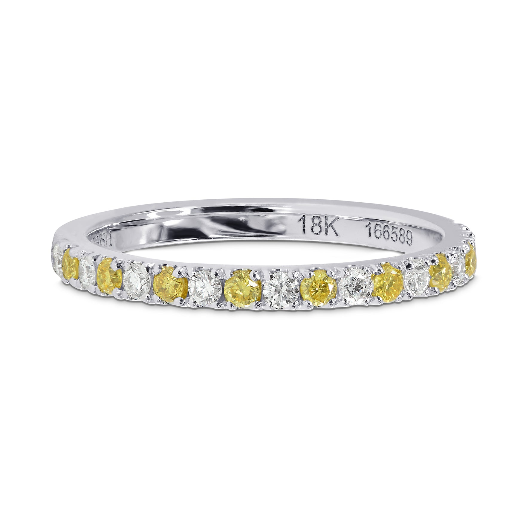 Half Eternity Fancy Vivid Yellow & White Diamond Ring