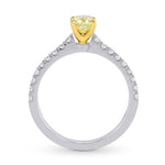 Fancy Yellow Cushion Diamond Side-stone Ring