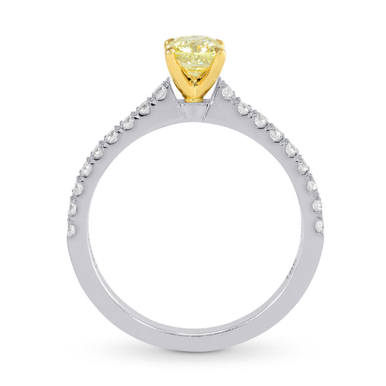 Fancy Yellow Cushion Diamond Side-stone Ring