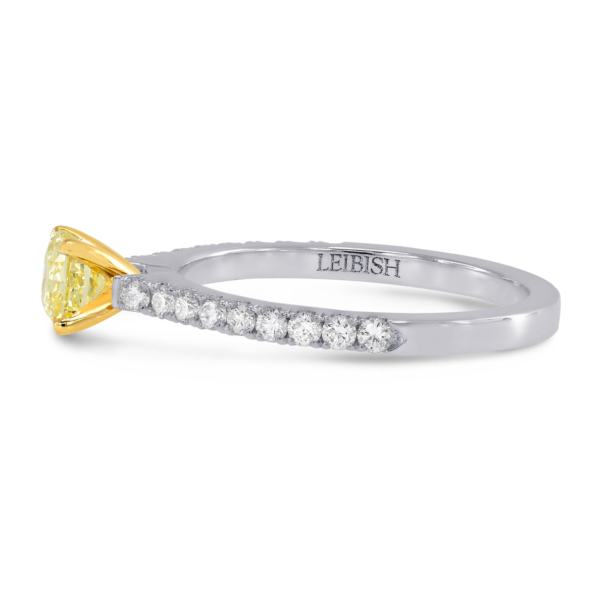 Fancy Yellow Cushion Diamond Side-stone Ring