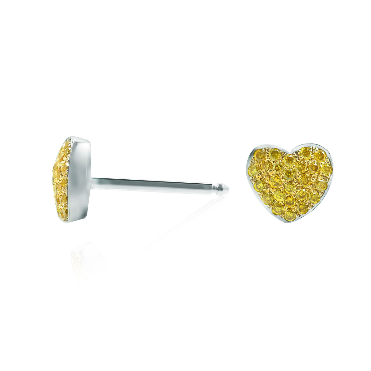 Fancy Intense Yellow Diamond Pave Heart Earrings