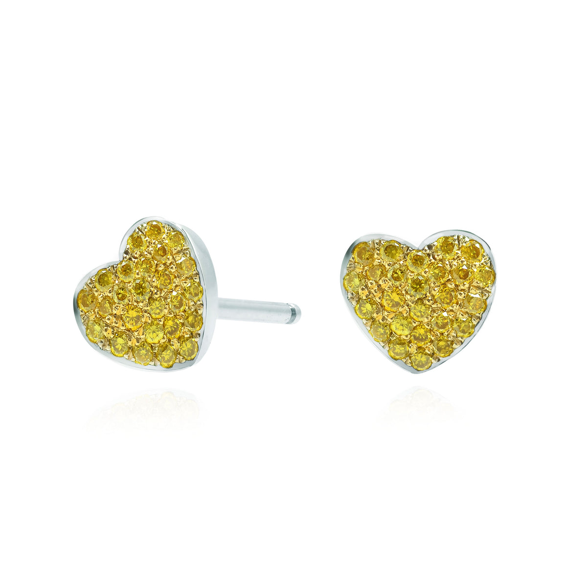 Fancy Intense Yellow Diamond Pave Heart Earrings