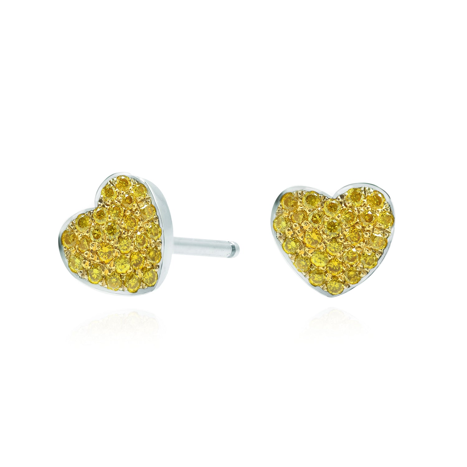 Fancy Intense Yellow Diamond Pave Heart Earrings