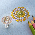 Extraordinary Fancy Grayish Yellowish Green Cushion Diamond Ring