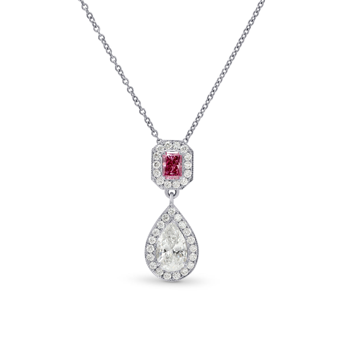 Fancy Vivid Purplish Pink and White Diamond Pendant 