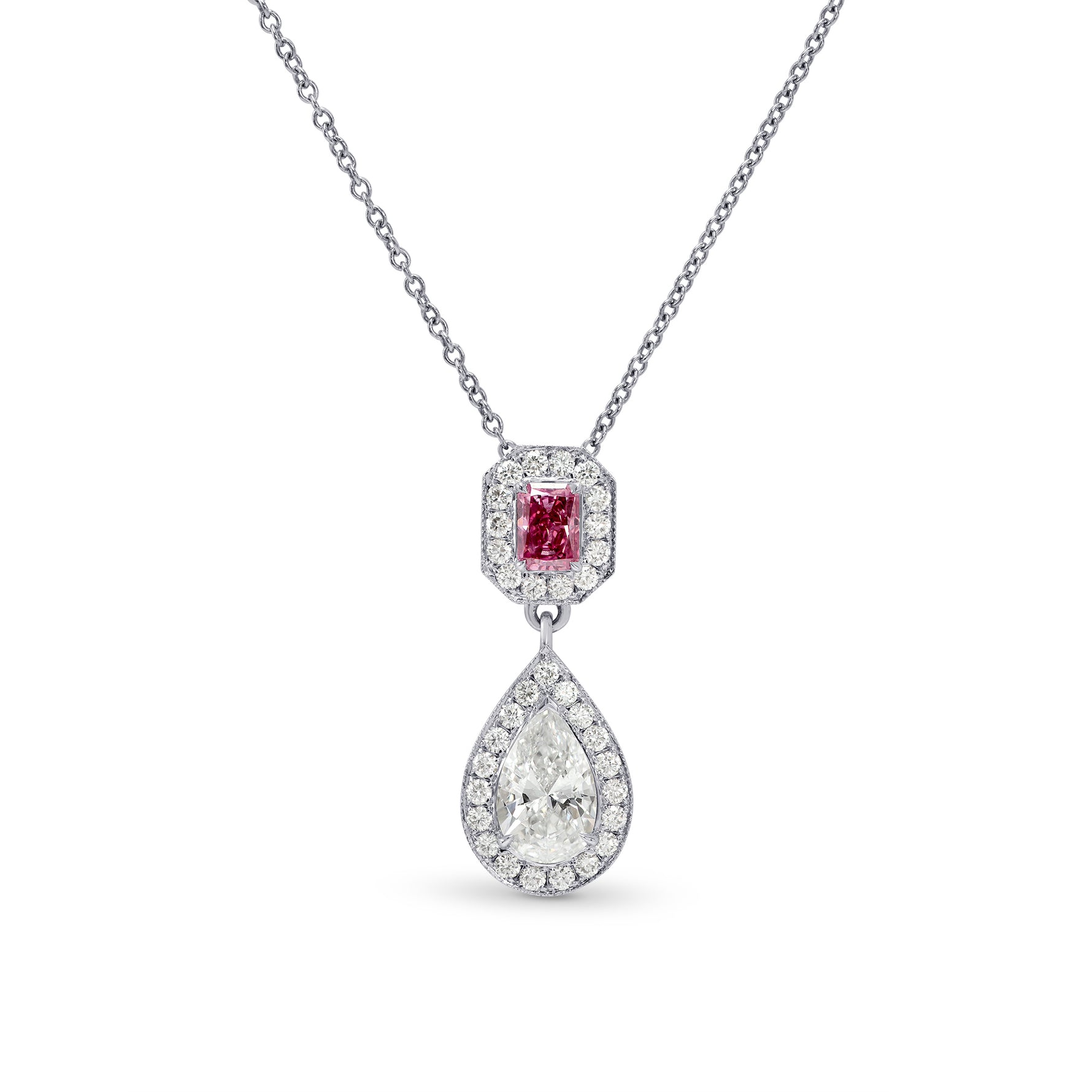 Fancy Vivid Purplish Pink and White Diamond Pendant 