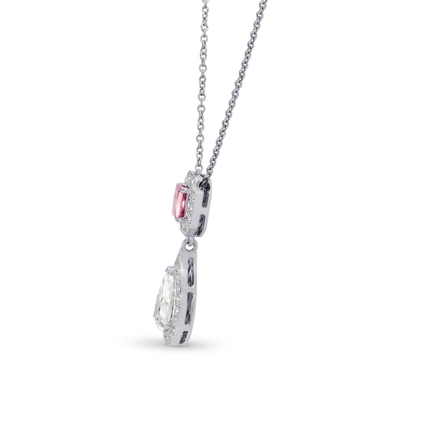 Fancy Vivid Purplish Pink and White Diamond Pendant 