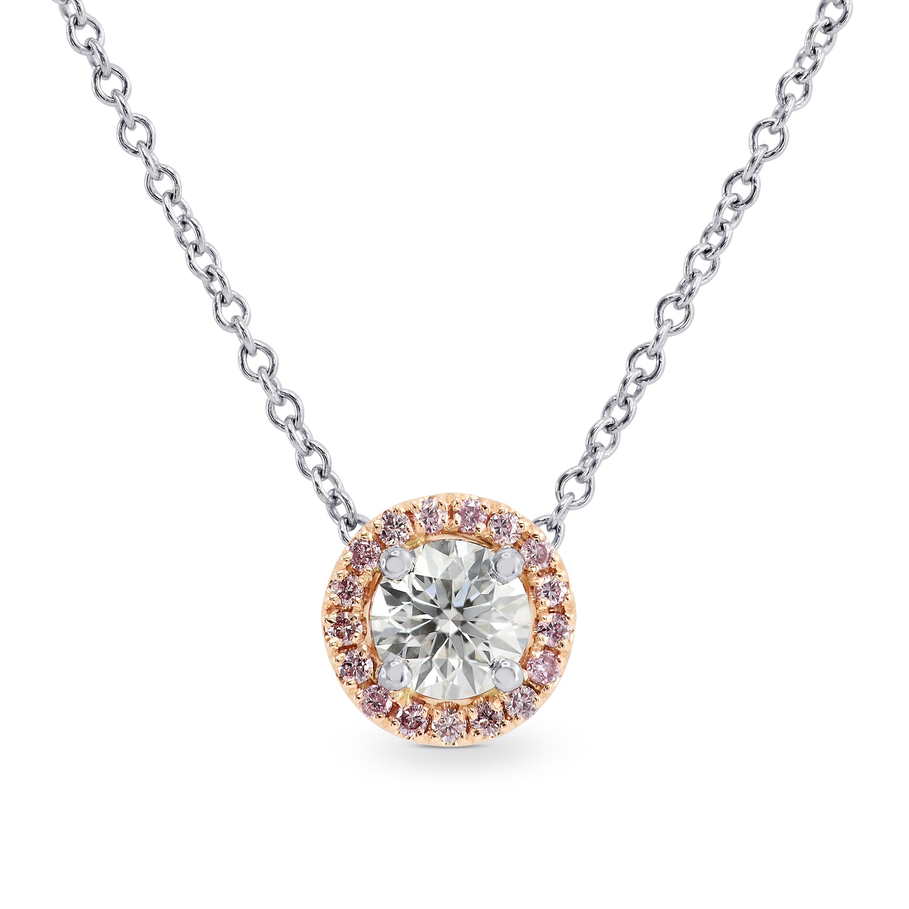 White & Pink Diamond Halo Slider Pendant