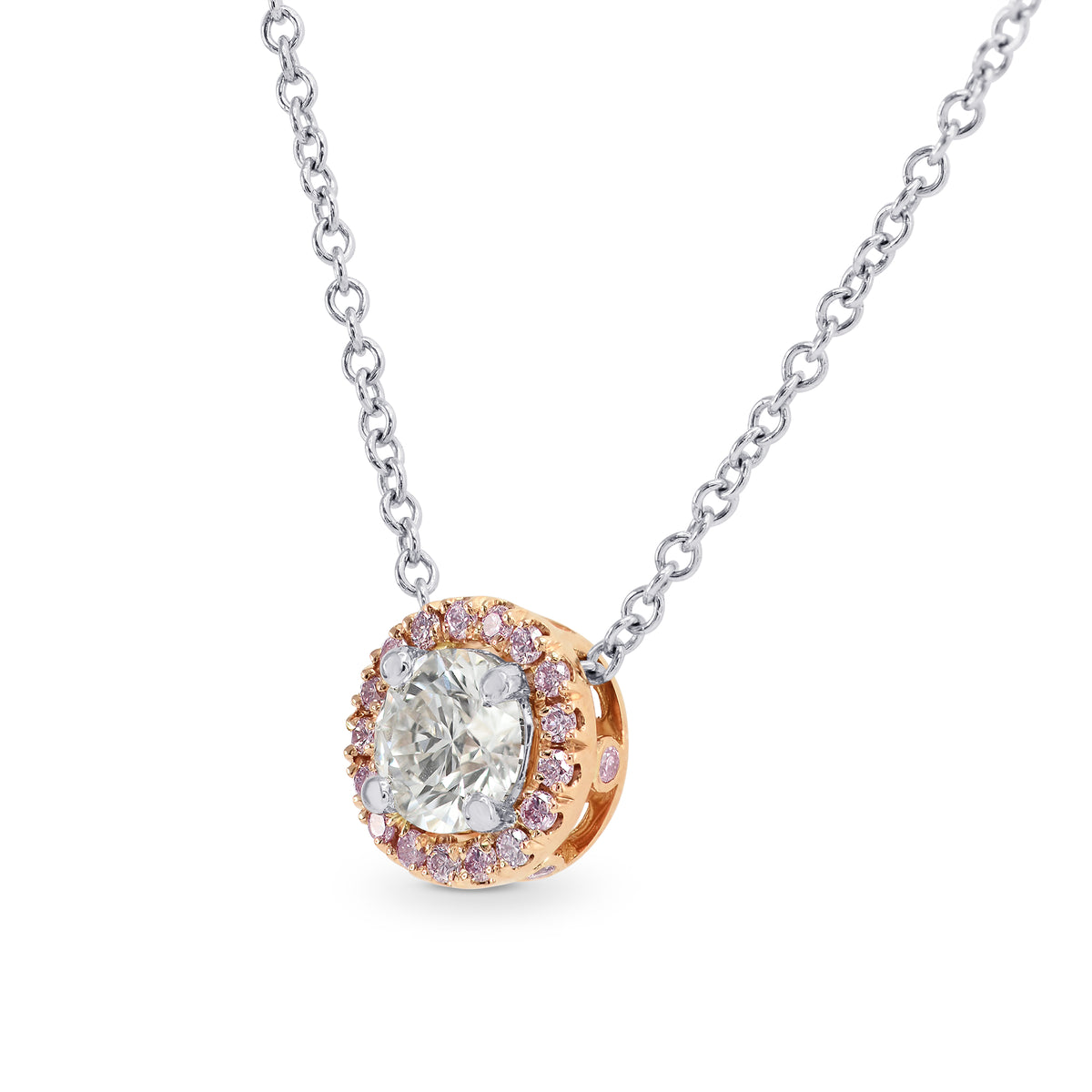 White & Pink Diamond Halo Slider Pendant