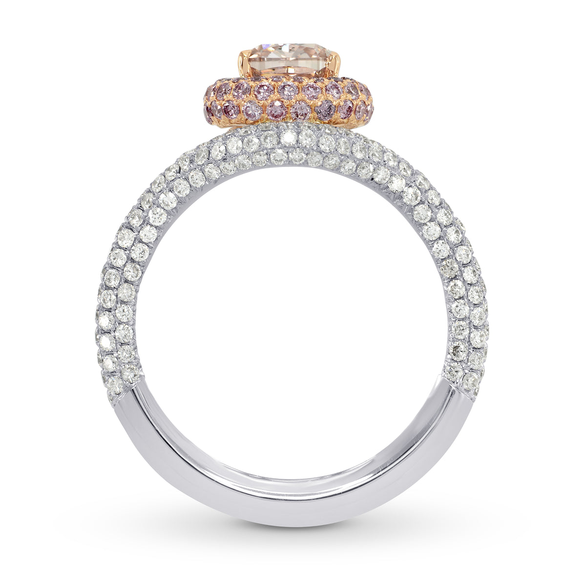 Fancy Brownish Pink Cushion Diamond Dress Ring