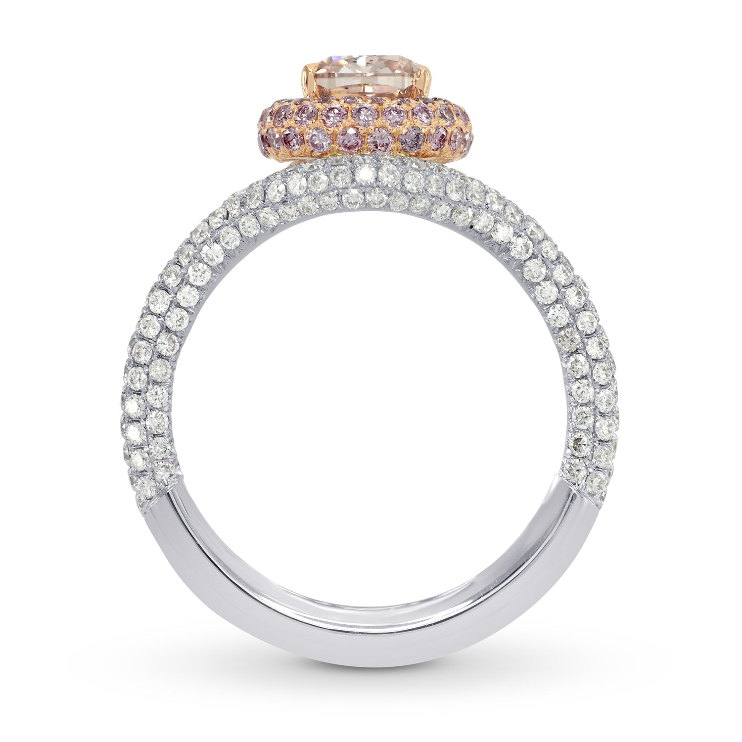 Fancy Brownish Pink Cushion Diamond Dress Ring