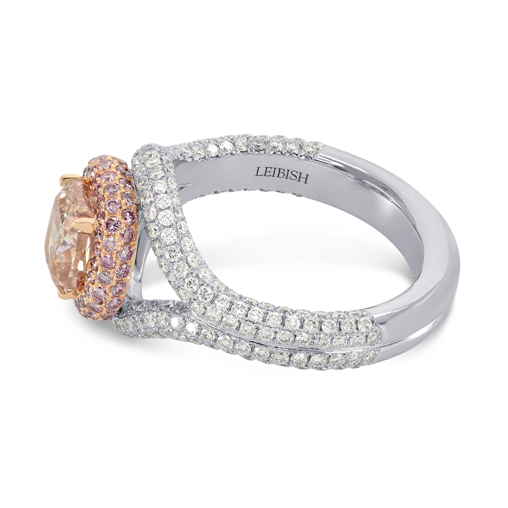 Fancy Brownish Pink Cushion Diamond Dress Ring