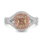 Fancy Brownish Pink Cushion Diamond Dress Ring