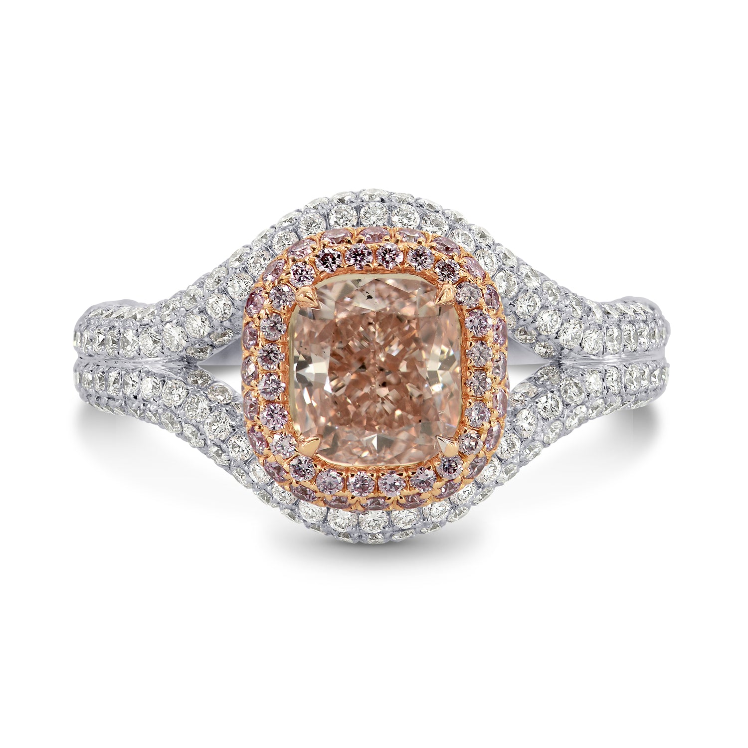 Fancy Brownish Pink Cushion Diamond Dress Ring