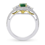 Vivid Green Oval Emerald and Diamond Ring
