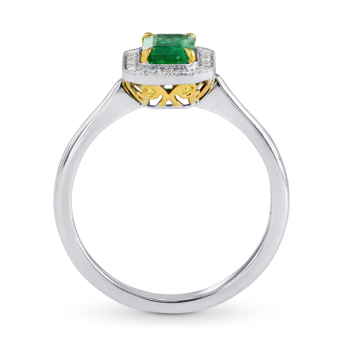 Emerald and Diamond Halo Ring