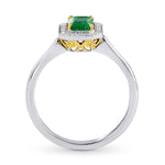 Emerald and Diamond Halo Ring