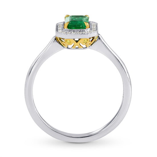 Emerald and Diamond Halo Ring