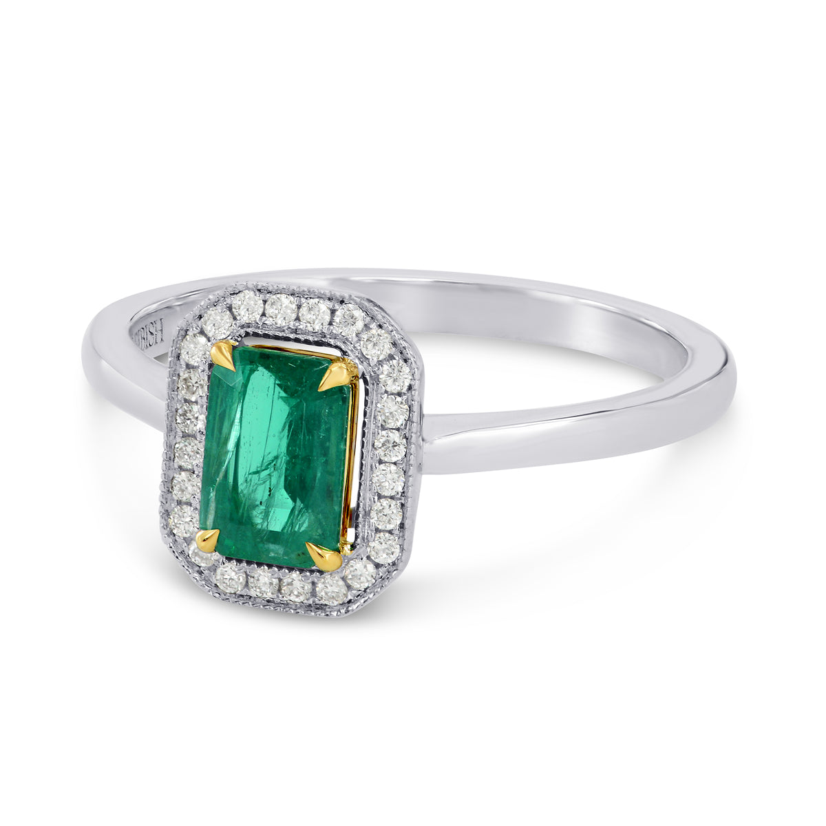 Emerald and Diamond Halo Ring