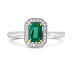 Emerald and Diamond Halo Ring