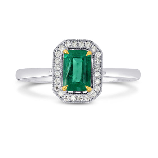 Emerald and Diamond Halo Ring