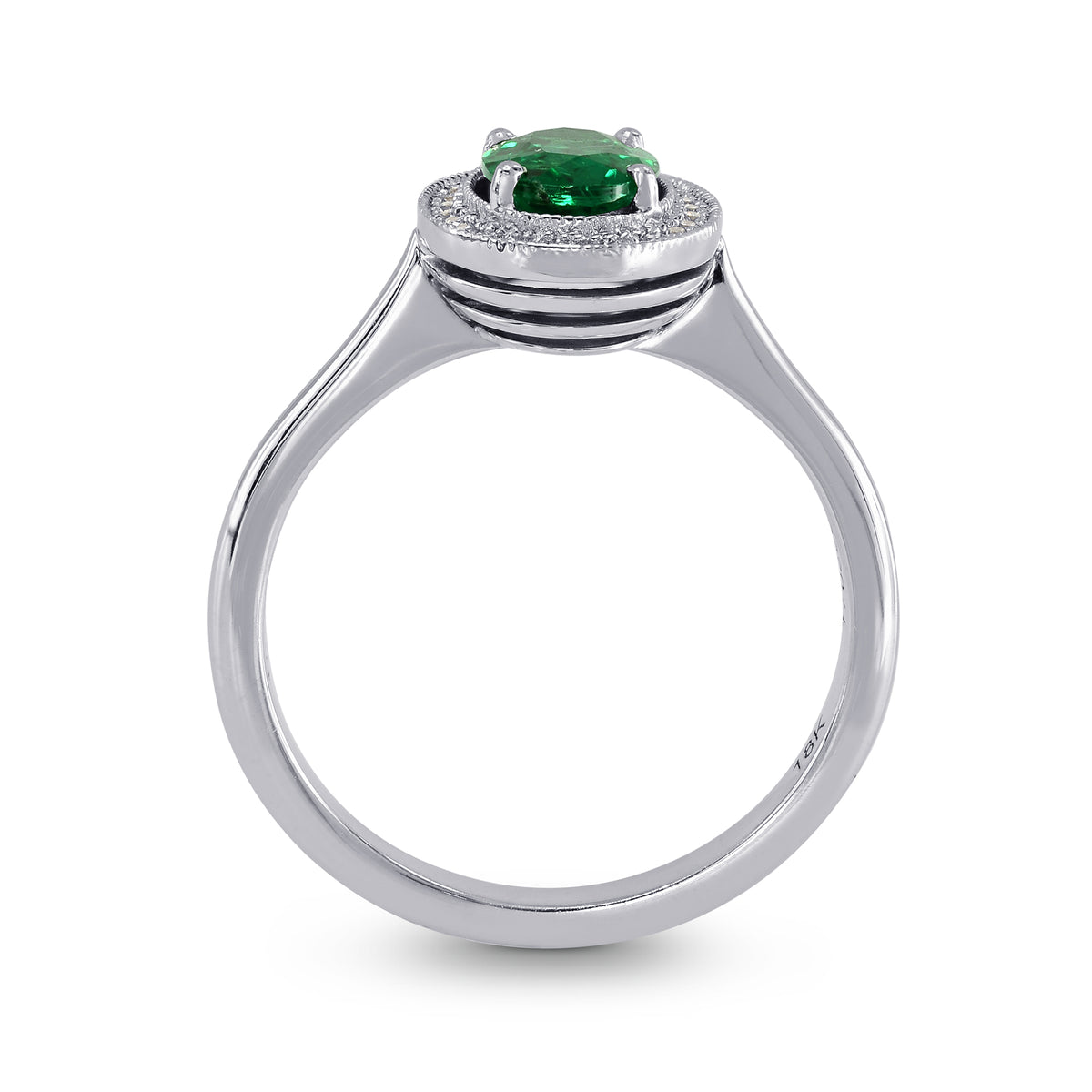Oval Green Emerald & Diamond Engagement Ring