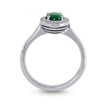 Oval Green Emerald & Diamond Engagement Ring