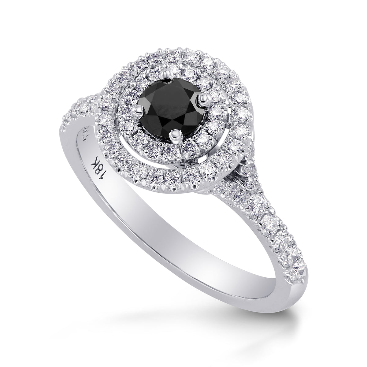 Black Diamond Double Halo Ring
