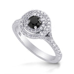 Black Diamond Double Halo Ring