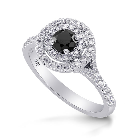 Black Diamond Double Halo Ring