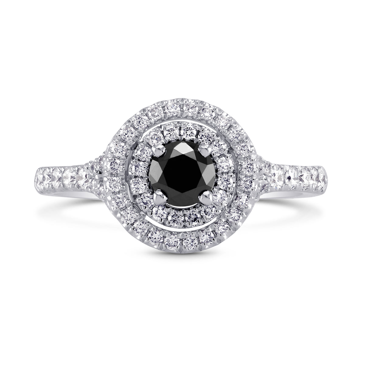 Black Diamond Double Halo Ring