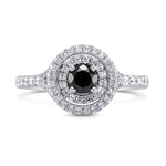 Black Diamond Double Halo Ring