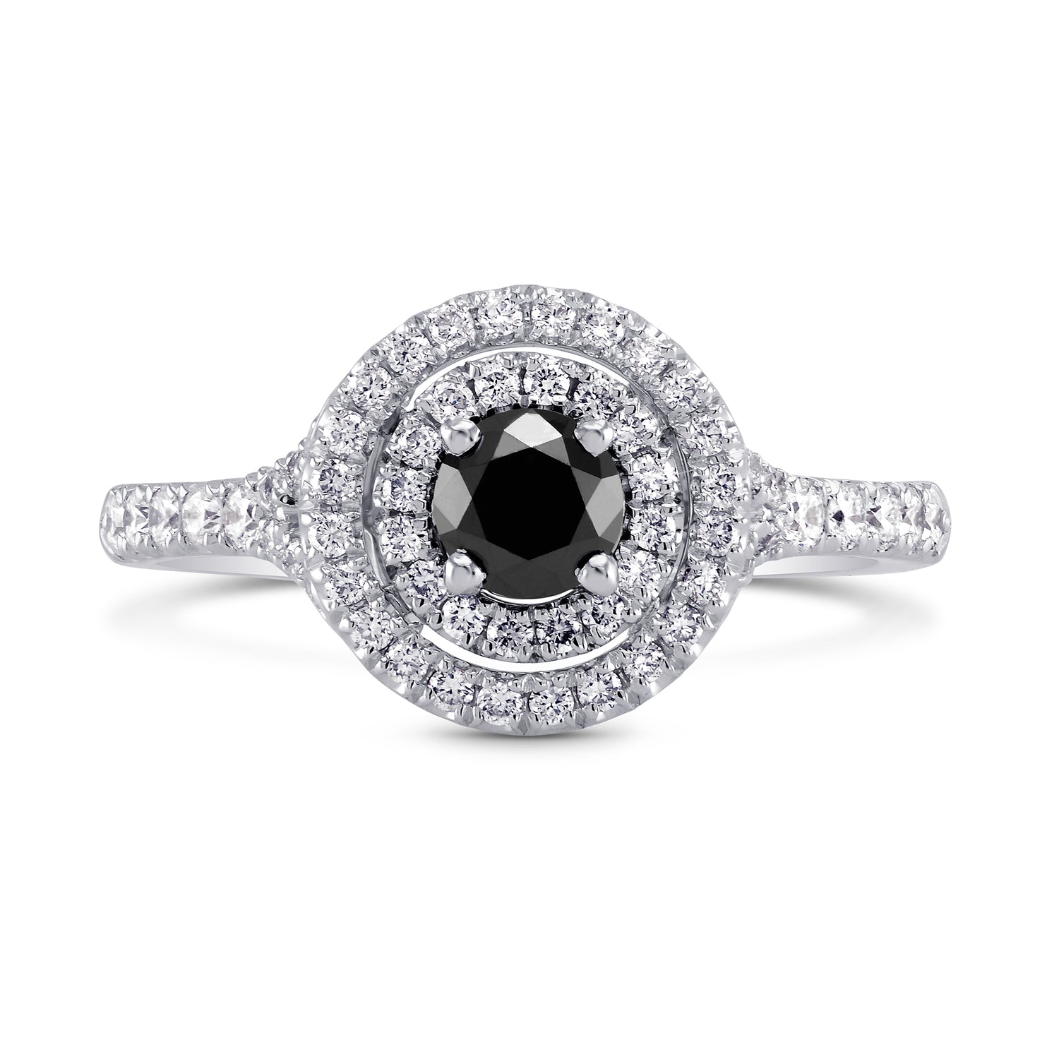 Black Diamond Double Halo Ring