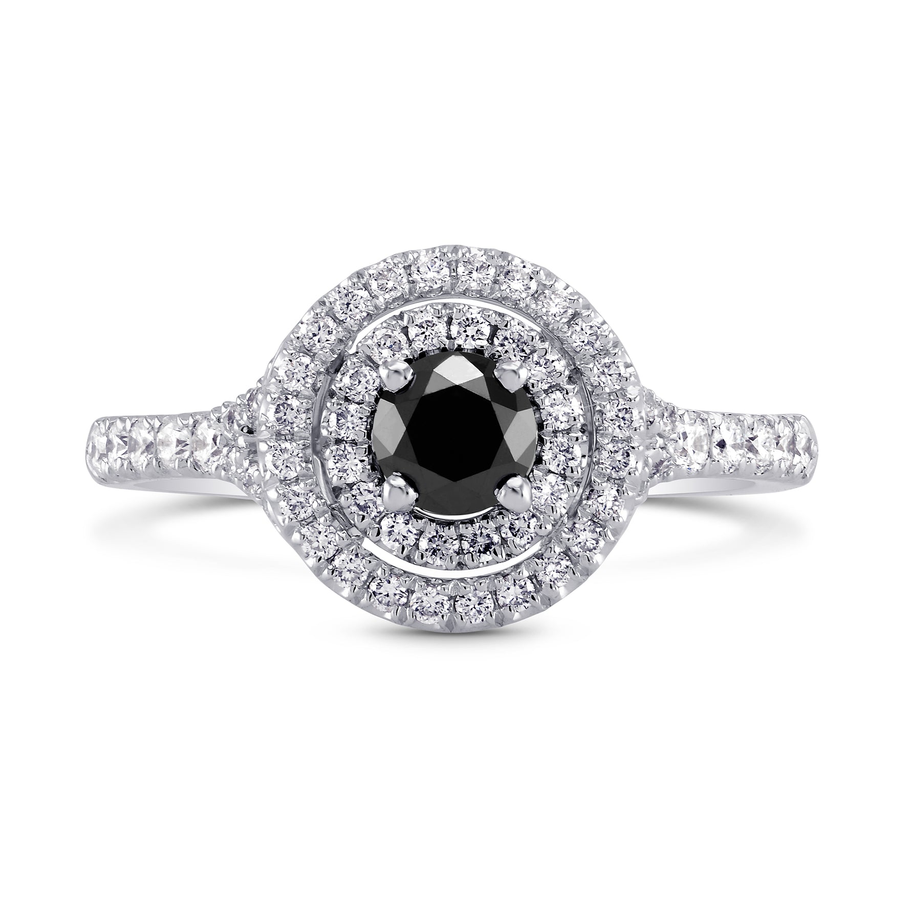 Black Diamond Double Halo Ring