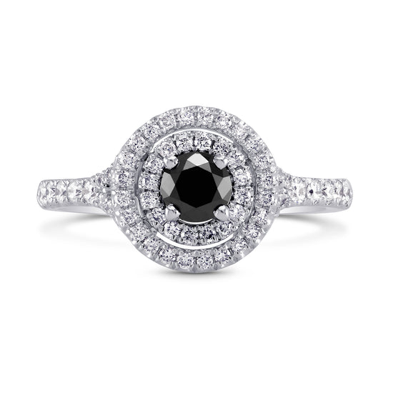 Black Diamond Double Halo Ring