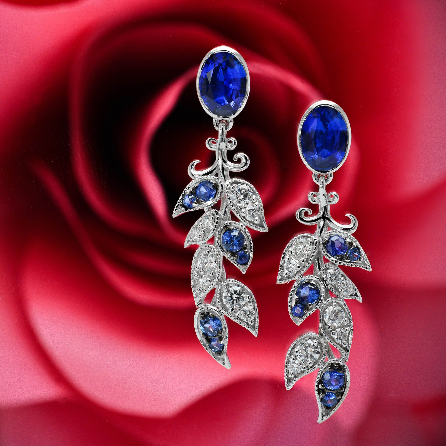 Extraordinary Sapphire & Diamond Drop Earrings