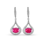 Ruby and Diamond Cabochon Drop Earrings