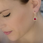 Ruby and Diamond Cabochon Drop Earrings
