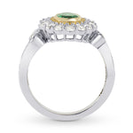 Vivid Green Emerald and Fancy Intense Yellow Diamond Ring