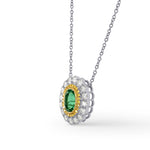 Oval Emerald and Fancy Intense Yellow Diamond Pendant