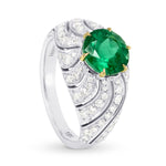 Vivid Green Round Emerald Designer Dress Ring