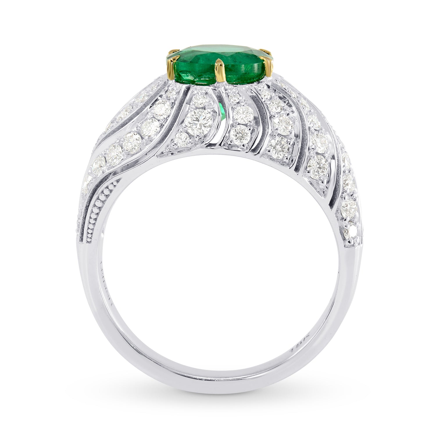 Vivid Green Round Emerald Designer Dress Ring