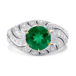 Vivid Green Round Emerald Designer Dress Ring