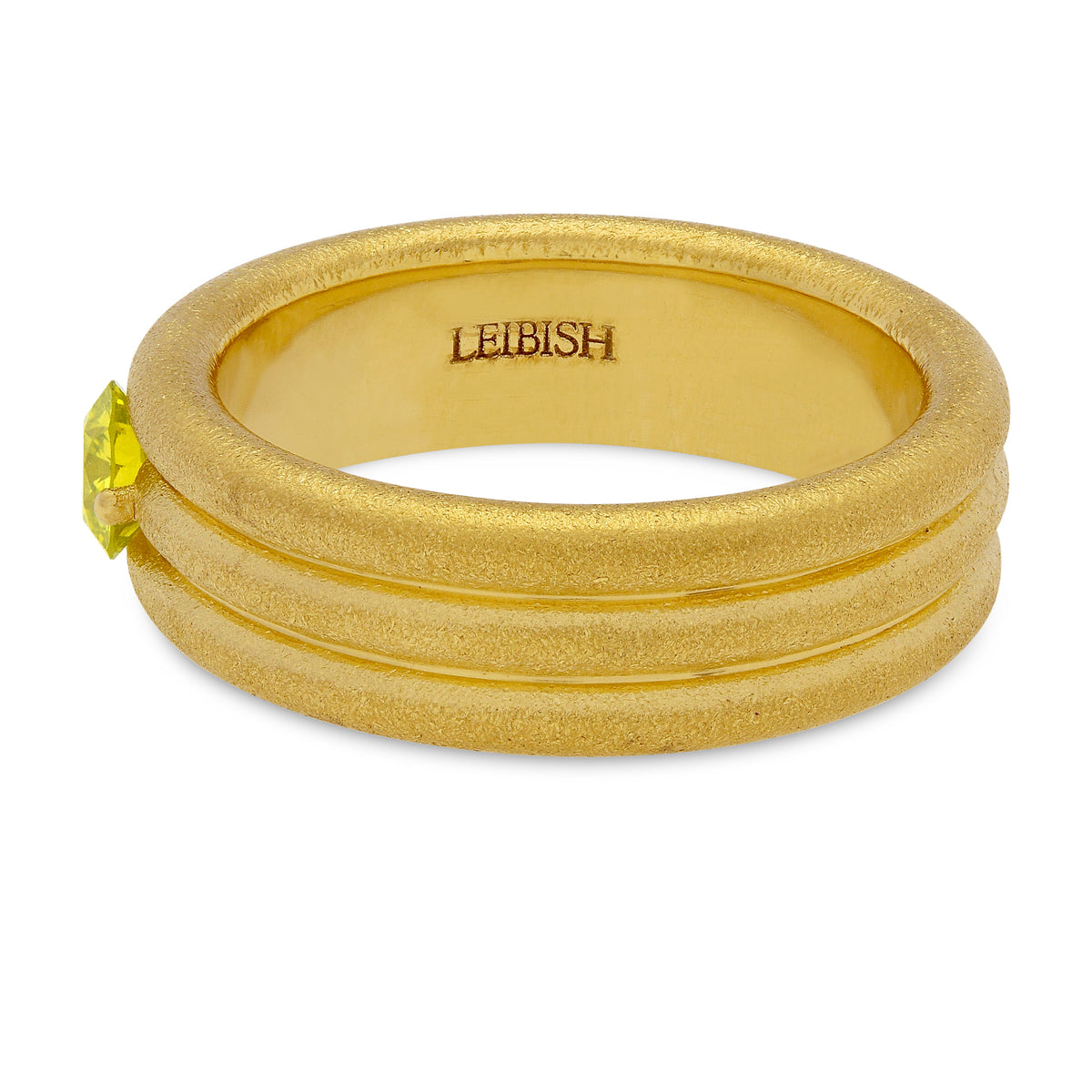 22K Gold Band Ring with Fancy Intense Yellow Round Brilliant