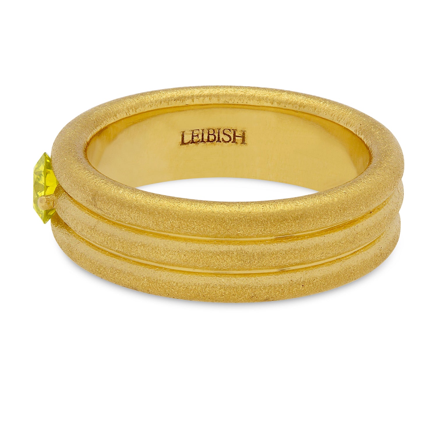 22K Gold Band Ring with Fancy Intense Yellow Round Brilliant