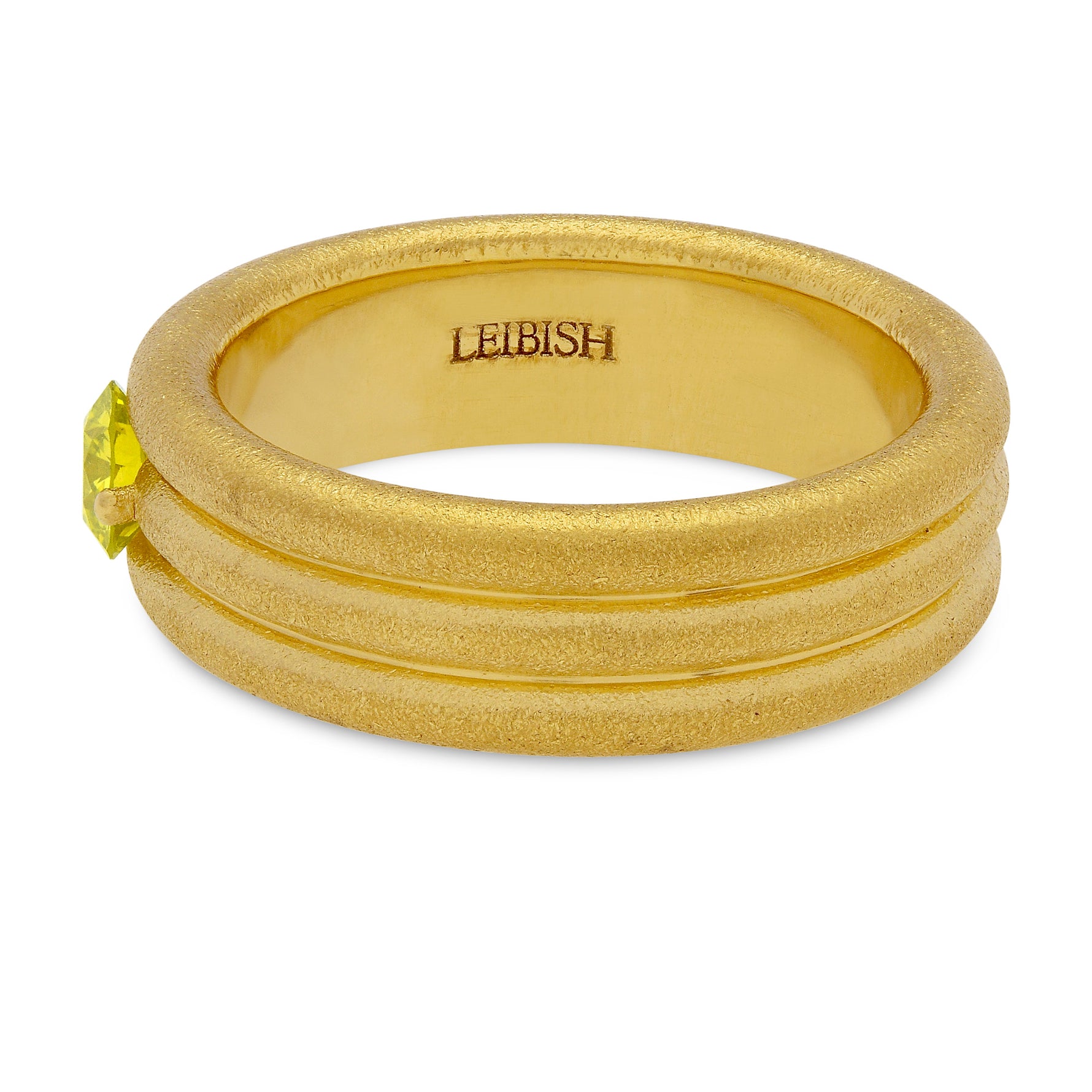 22K Gold Band Ring with Fancy Intense Yellow Round Brilliant